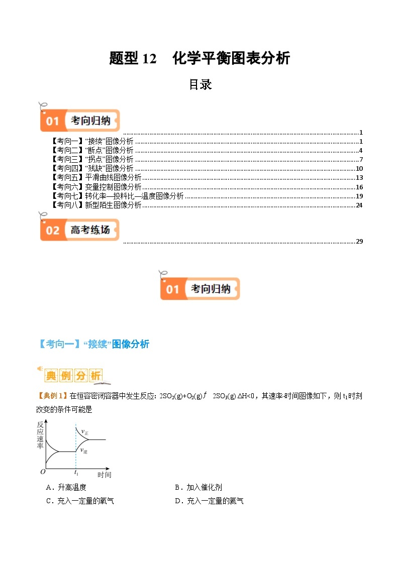 题型12化学平衡图表分析-2024年高考化学二轮题型归纳与变式演练（新高考）01