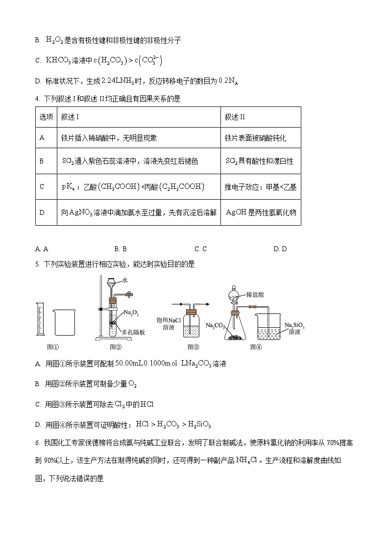 2024届吉林省白山市高三一模考试化学试题（原卷版+解析版）02
