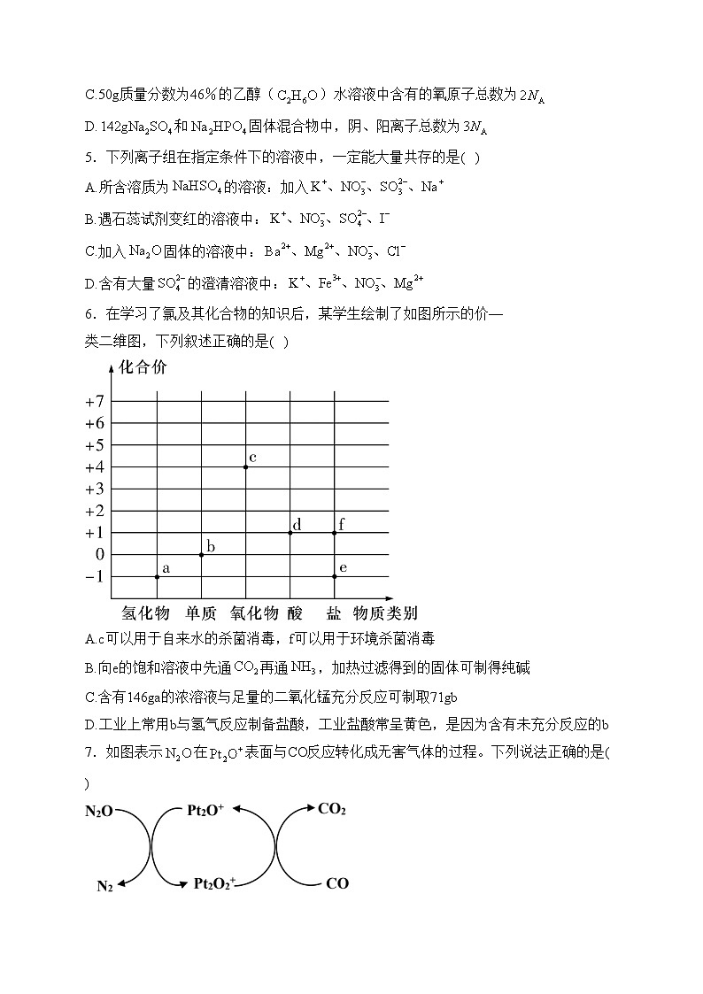 四川省仁寿第一中学南校区2023-2024学年高一下学期开学考试化学试卷(含答案)02