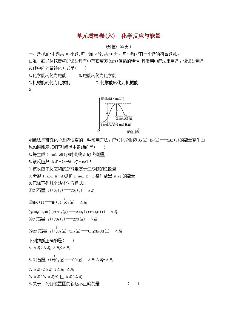2025届高考化学一轮复习专项练习单元质检卷六化学反应与能量01