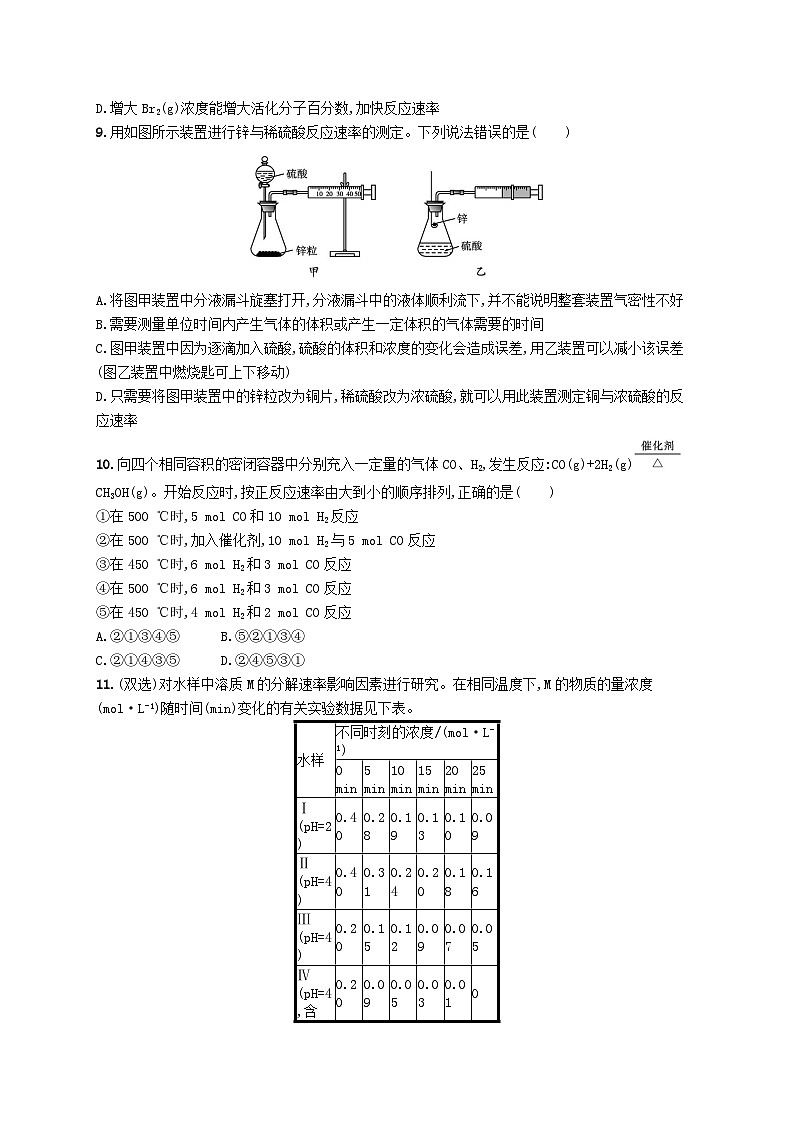 2025届高考化学一轮复习专项练习课时规范练20化学反应速率03