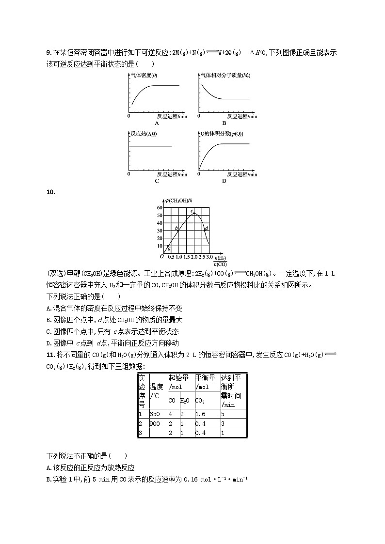2025届高考化学一轮复习专项练习课时规范练22化学平衡常数化学反应的方向03