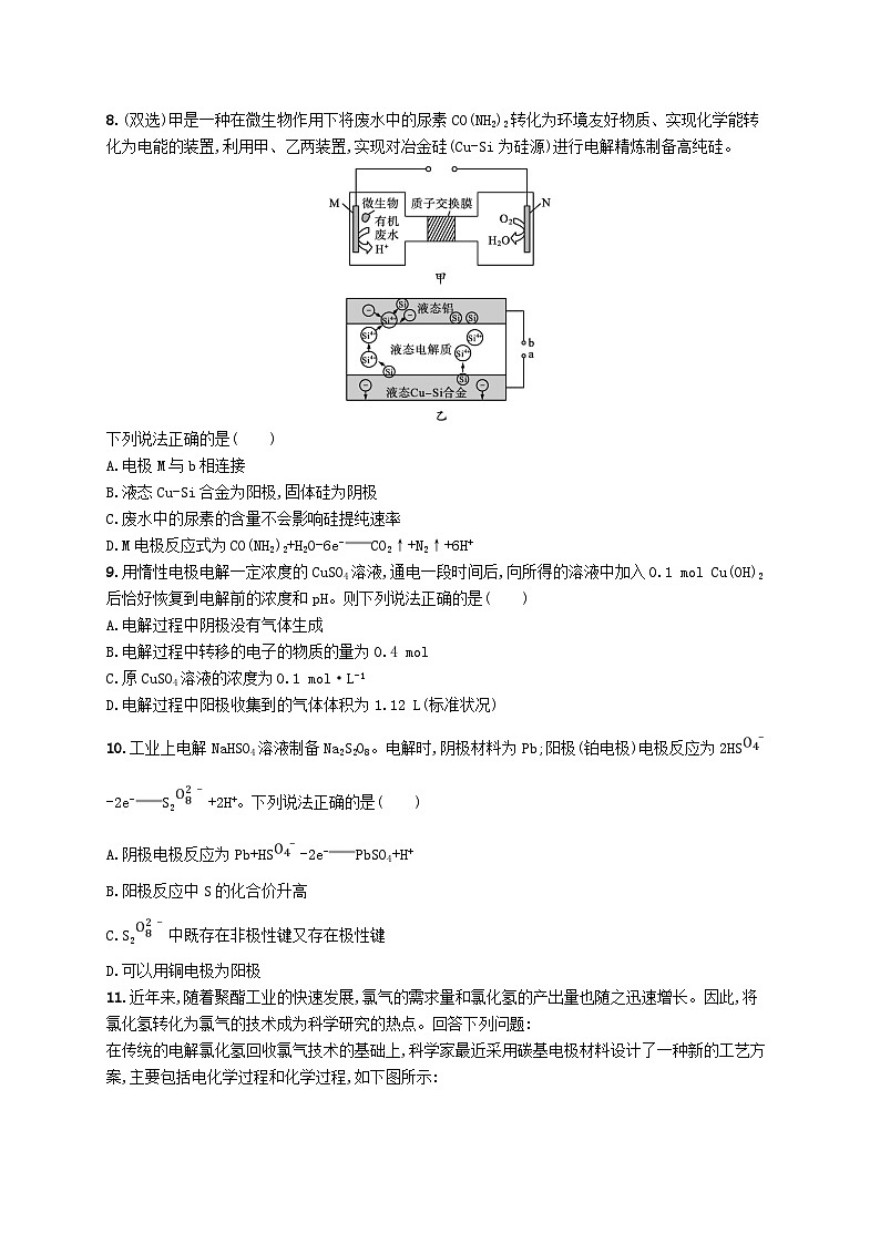 2025届高考化学一轮复习专项练习课时规范练19电解池金属的腐蚀与防护03