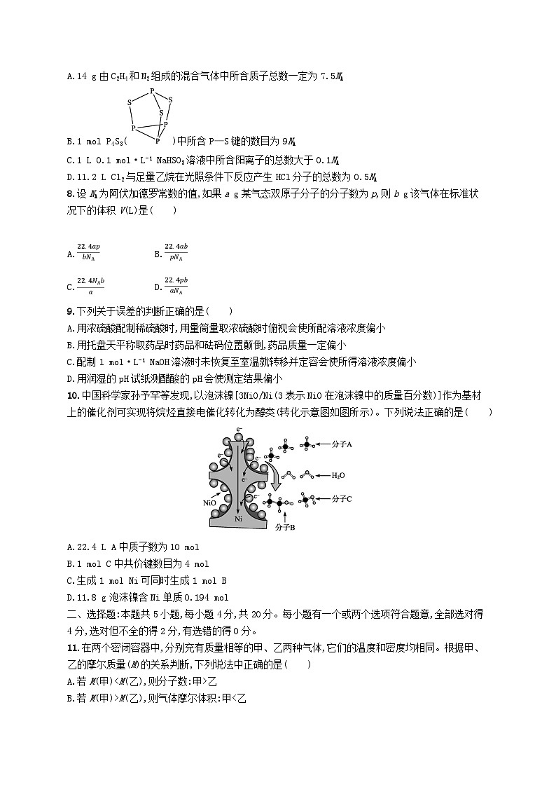 2025届高考化学一轮复习专项练习单元质检卷二化学计量02