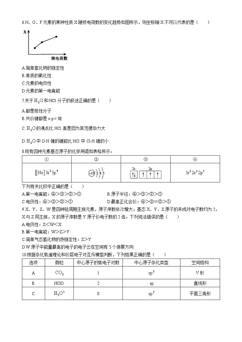 河南省郑州学森实验学校2023-2024学年高二下学期3月月考化学试题（含答案）02