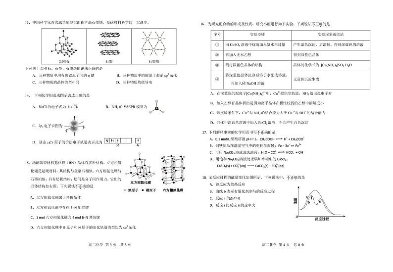 北京市第五十五中学2023-2024学年高二下学期（等级考）3月调研化学试卷（PDF版含答案）第2页
