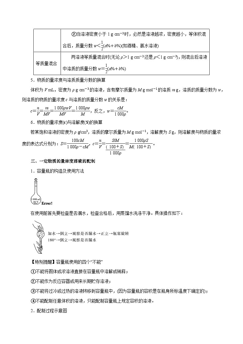 第05讲  物质的量浓度及溶液配制- 2024年高考化学大一轮复习【精讲精练】03