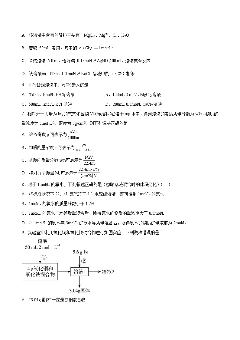 第05讲  物质的量浓度及溶液配制- 2024年高考化学大一轮复习【精讲精练】02