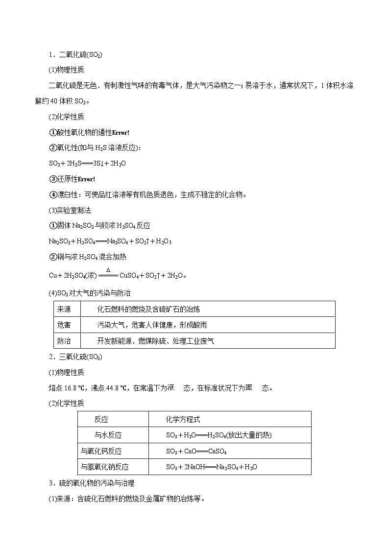 第11讲 硫及其化合物（讲）- 2024年高考化学大一轮复习【精讲精练】（原卷版）第2页
