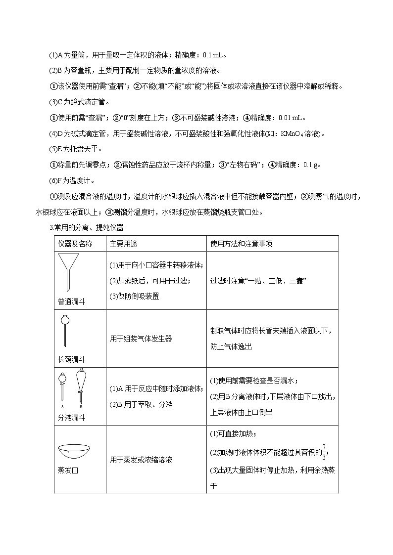 第25讲  常见仪器使用和实验基本操作- 2024年高考化学大一轮复习【精讲精练】02