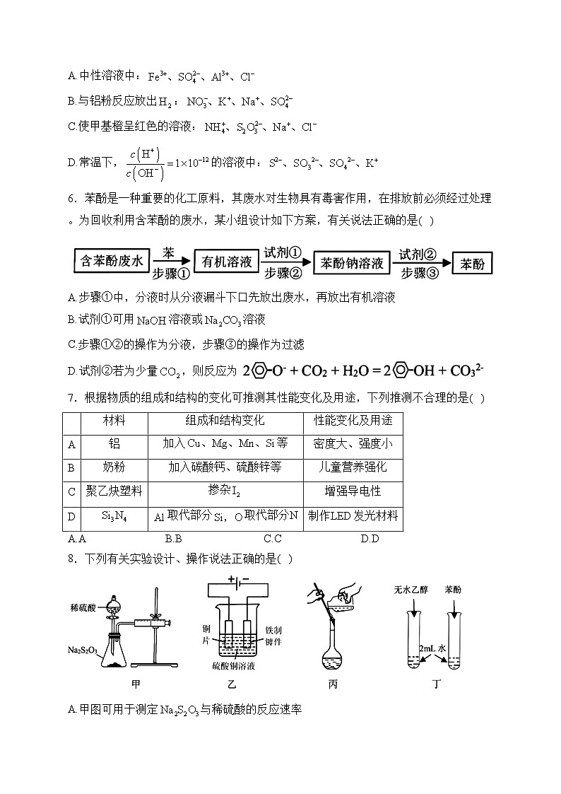 浙江省金丽衢十二校2024届高三下学期第二次联考化学试卷(含答案)第2页