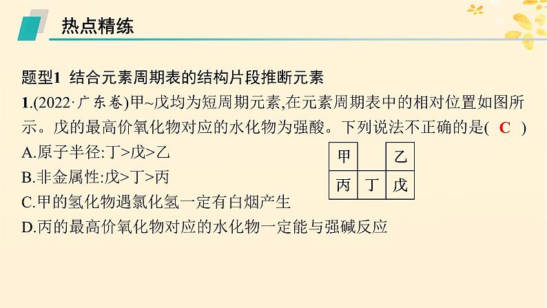 适用于新高考新教材备战2025届高考化学一轮总复习第5章物质结构与性质元素周期律热点专攻13元素推断与元素的性质课件第7页