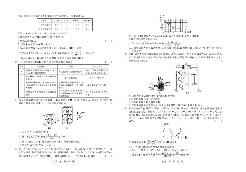 2024届河北省衡水市部分高中高三下学期一模考试化学试题02
