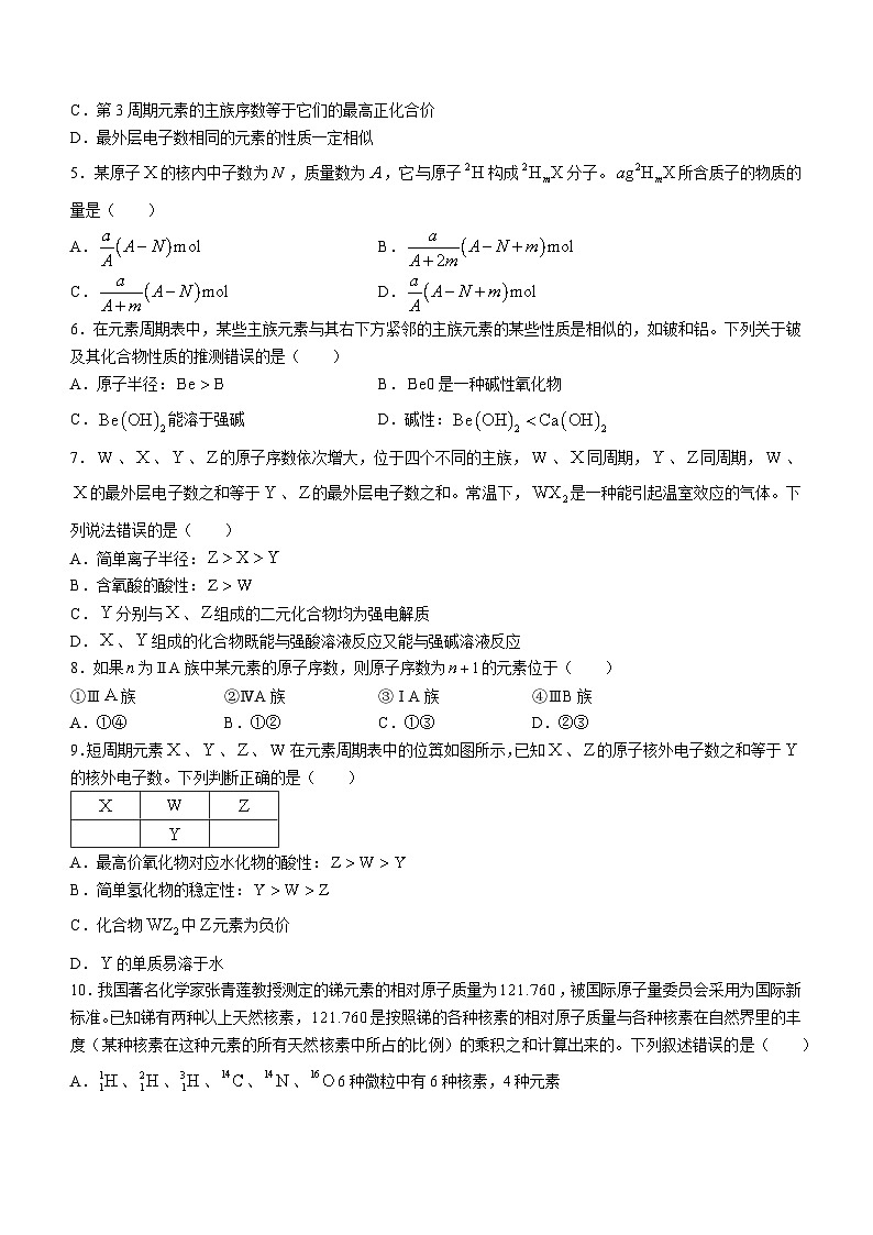 河南省南阳市六校2023-2024学年高一下学期3月第一次联考化学试卷（Word版附解析）02
