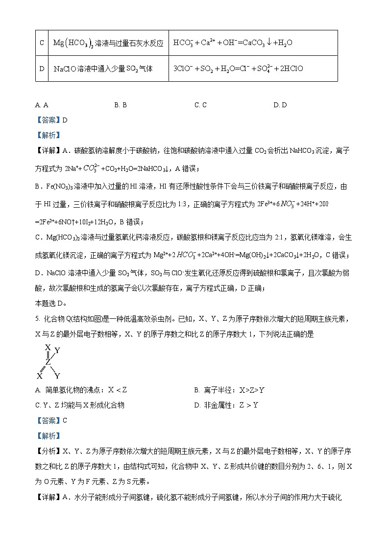 2024届陕西省榆林市高三下学期第二次模拟检测理科综合试题-高中化学（原卷版+解析版）03