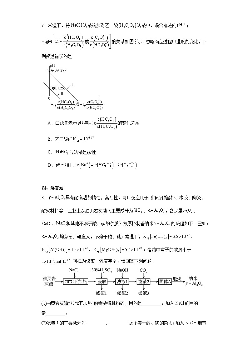 2024届陕西省商洛市高三上学期第二次模拟考试理综试题-高中化学（含解析）03