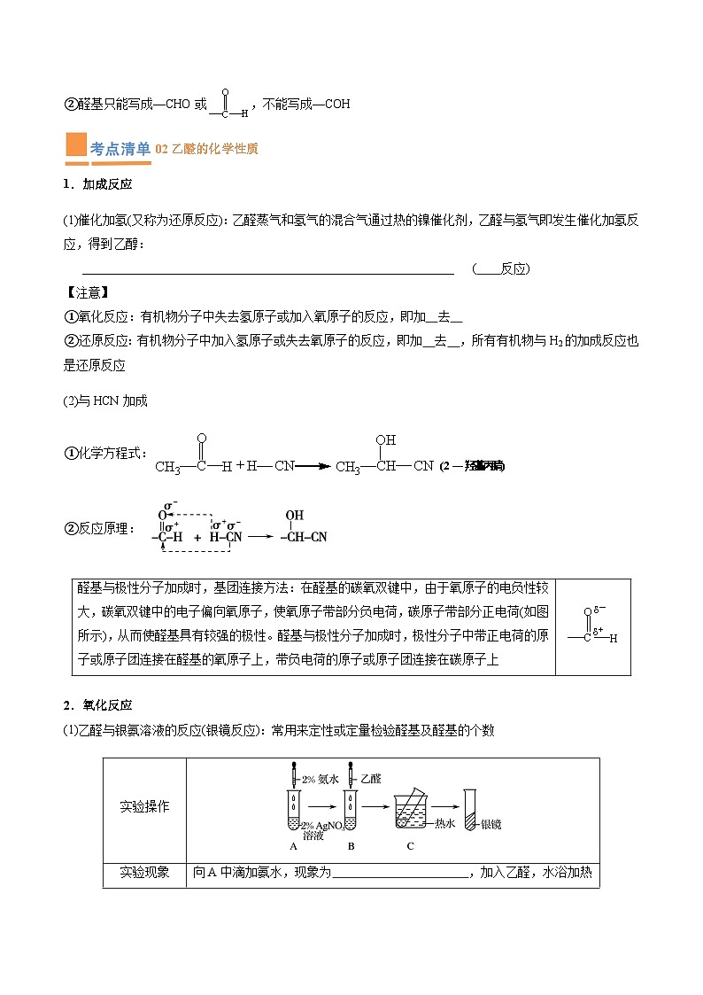 专题06 醛 酮 羧酸 羧酸衍生物（考点清单）（讲 练）（原卷版）第2页