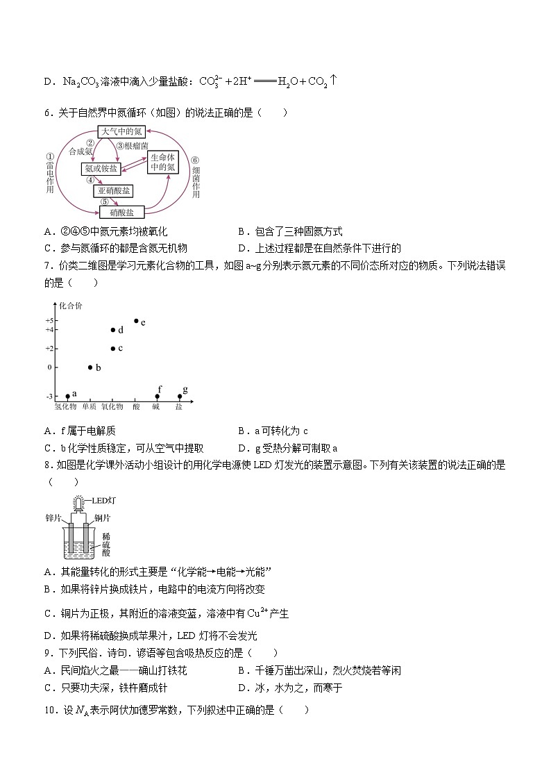 广东省高州市第四名校2023-2024学年高一下学期3月月考试题 化学（含解析）第2页