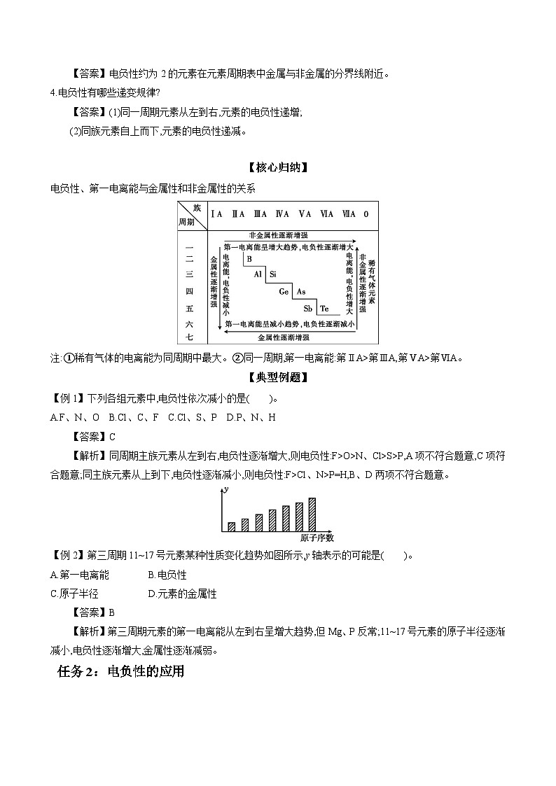 1.2 第3课时 电负性和化合物类型 学案 2023-2024学年高二化学人教版（2019）选择性必修第二册第3页