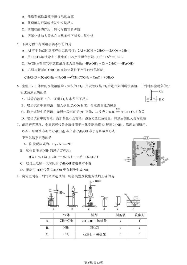 2024北京朝阳高三一模化学试题及答案02