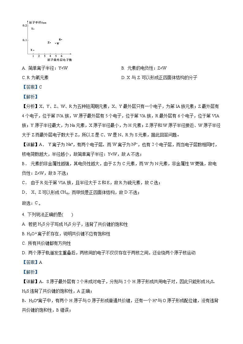 江苏省苏州市南京航空航天大学苏州附属中学2023-2024学年高二下学期3月月考化学试题（原卷版+解析版）02
