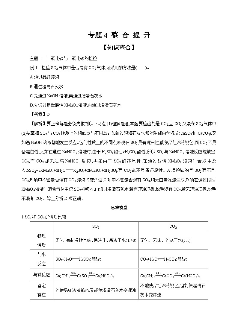 专题4 整 合 提 升 学案 2023-2024学年高一化学苏教版2019必修第一册01