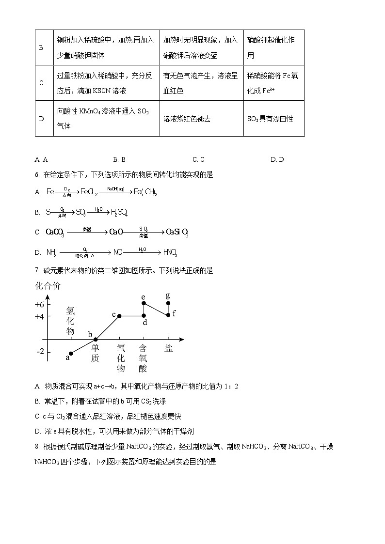 安徽省淮北市第一中学2023-2024学年高一下学期3月月考化学试题（Word版附解析）02