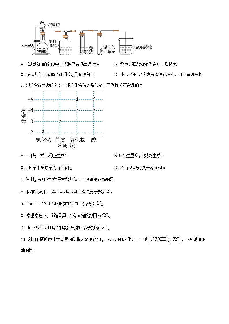 河北省部分学校2024届高三下学期二轮复习联考（一）新高考卷化学试题（原卷版）第3页
