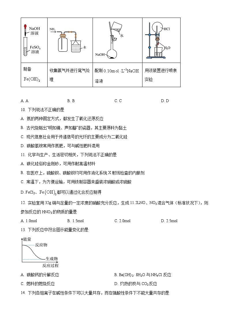 山西省晋城市第二中学校2023-2024学年高一下学期4月月考化学试题（原卷版+解析版）03