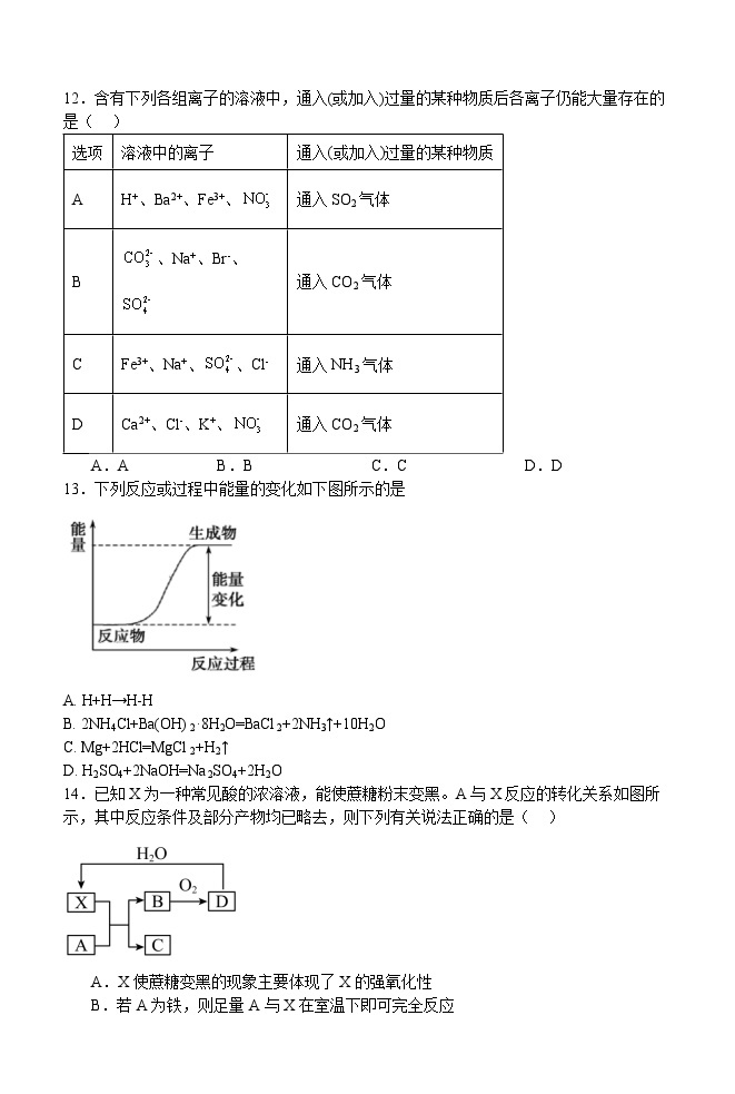 黑龙江省牡丹江市第二高级中学2023-2024学年高一下学期4月月考化学试卷（含答案）03