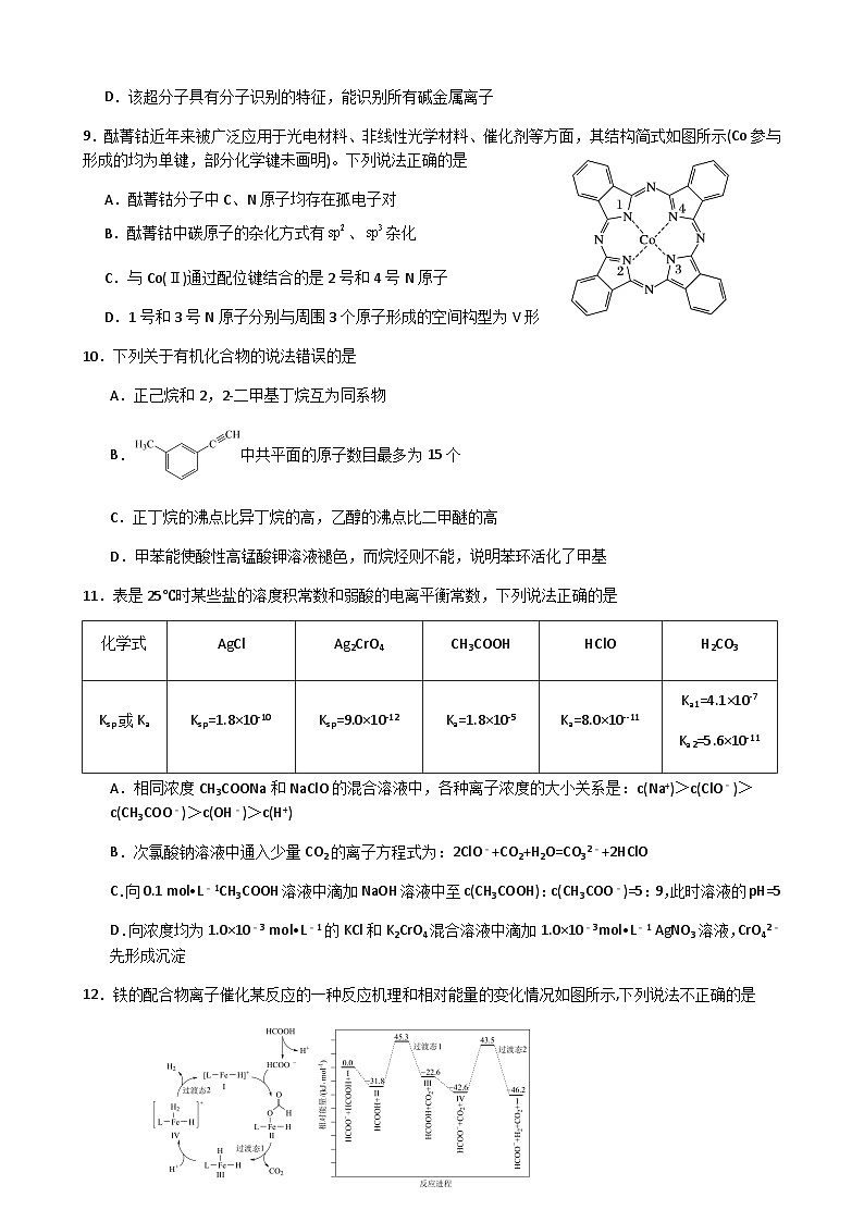 湖南省长沙市麓山国际实验学校2023-2024学年高二下学期4月月考化学试卷第3页