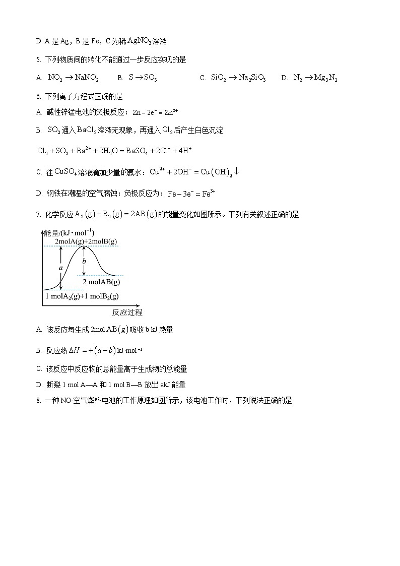 福建省福州市闽侯县第一中学2023-2024学年高一下学期3月月考化学试题（原卷版+解析版）02
