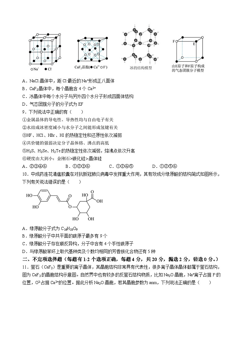 山东省德州市齐河县第一中学2023-2024学年高二下学期4月月考化学试题第3页