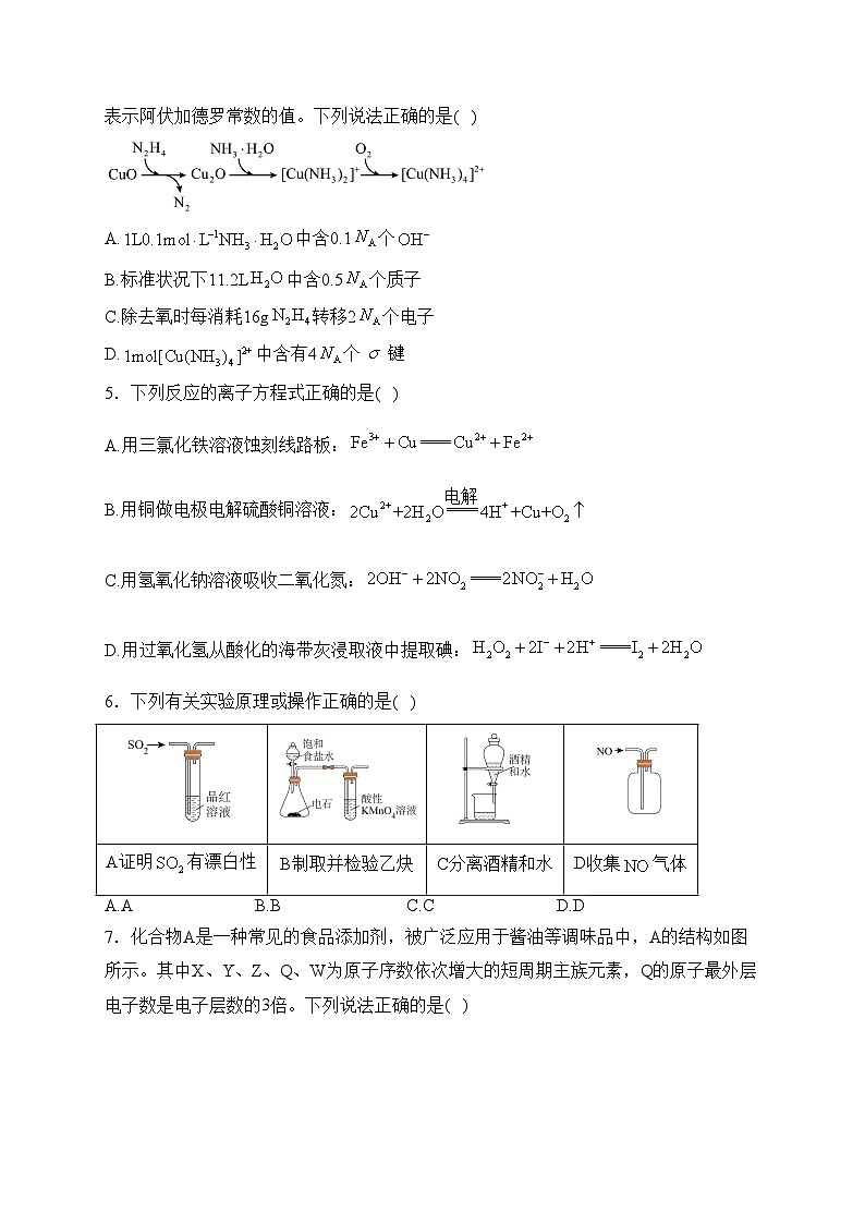 甘肃省2024届高三下学期3月月考试卷（一模）化学试卷(含答案)第2页