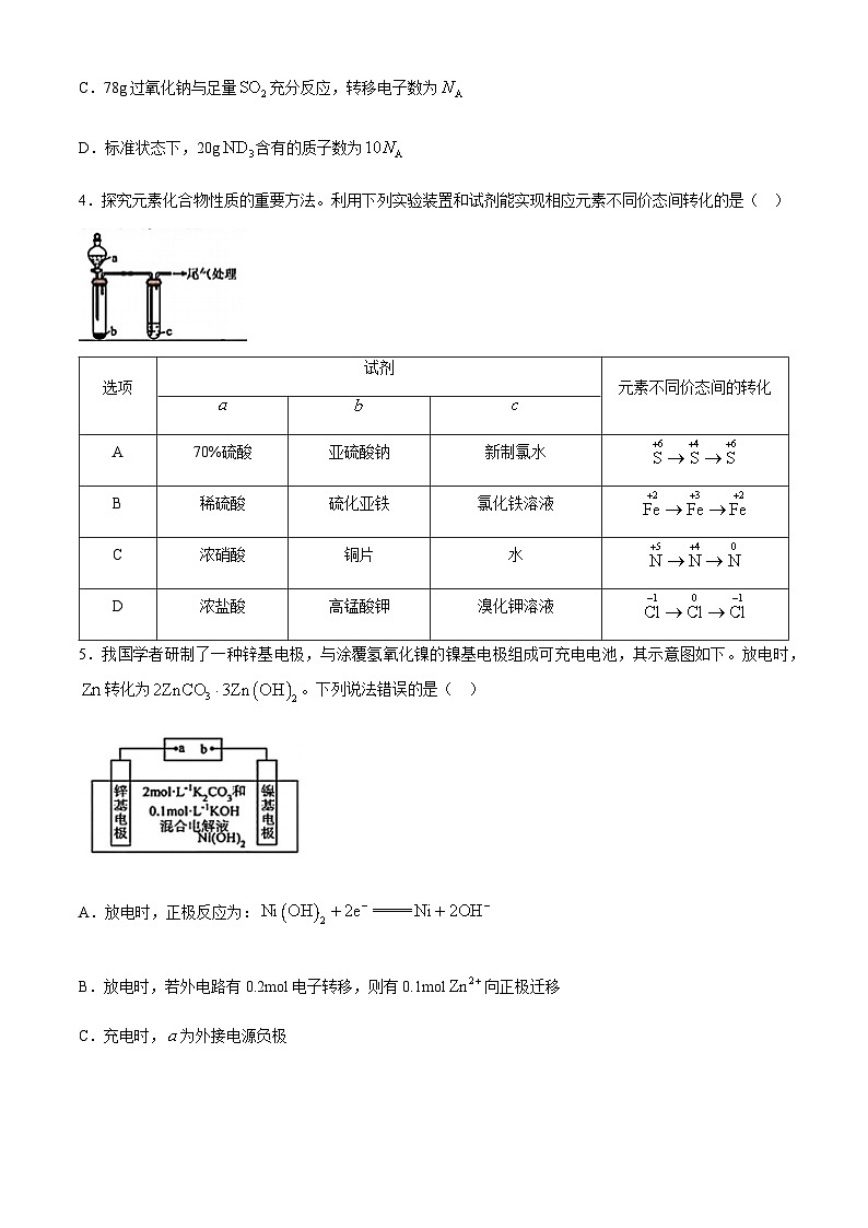 四川省绵阳中学2024届高三下学期绵阳三诊热身考试化学试题（含答案）02