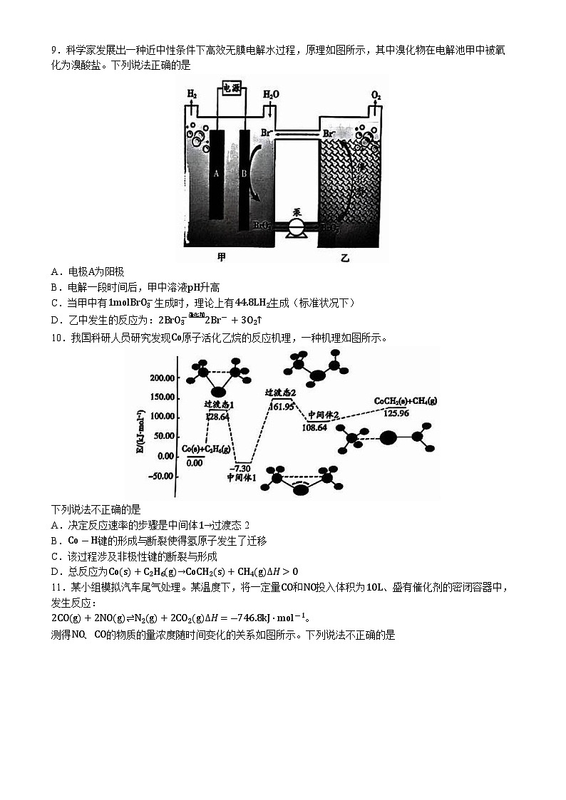 2024届北京市顺义区高三下学期二模化学试卷第3页