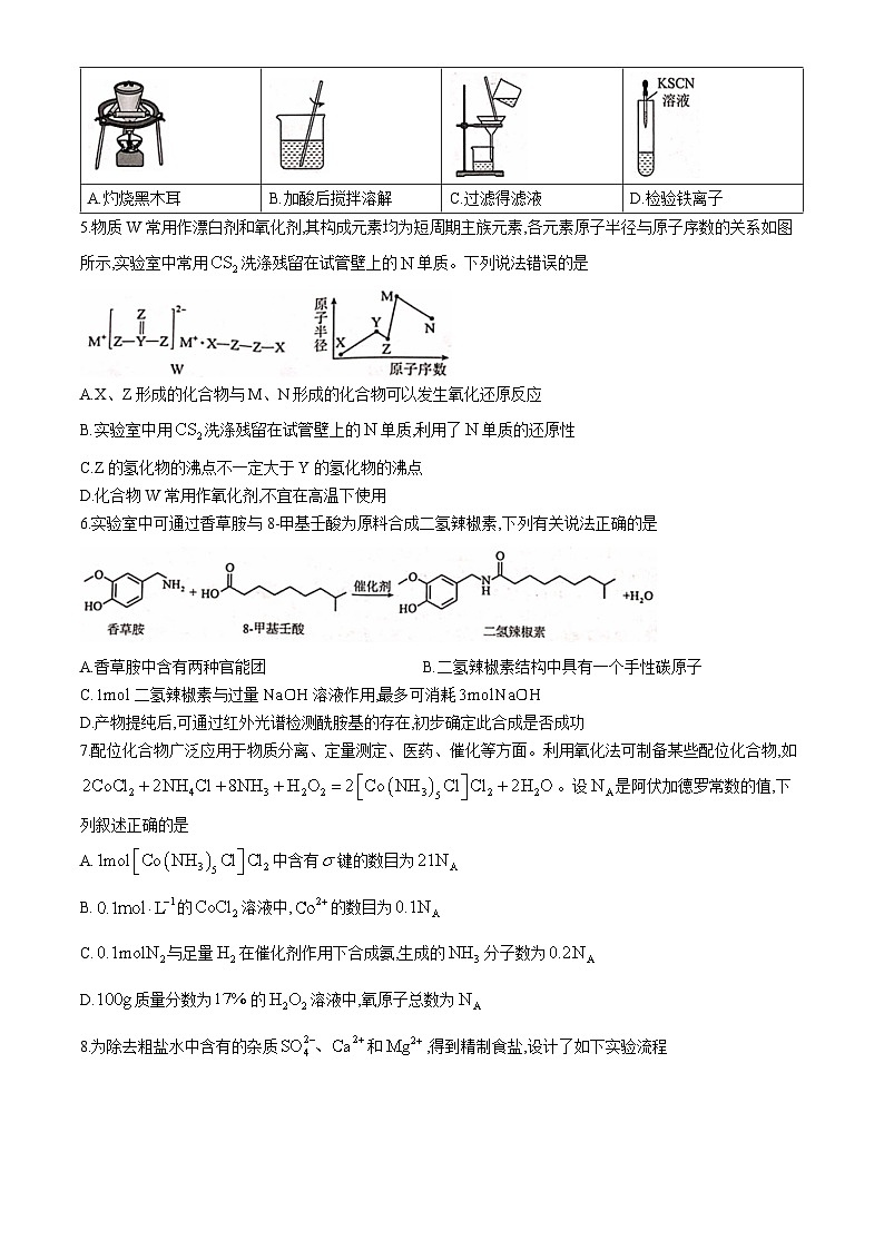 广西贵百河联考2024届高三下学期4月新高考二模化学试题（Word版附解析）第2页