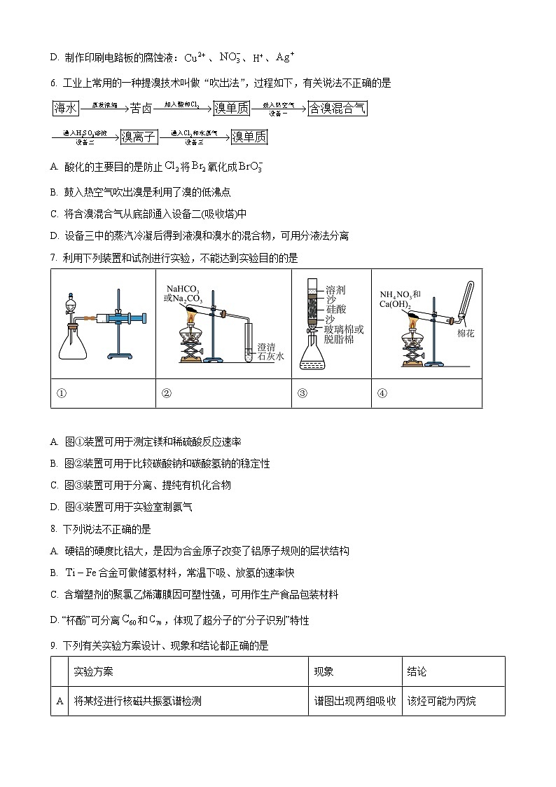 浙江省金华市十校2023-2024学年高三下学期4月模拟考试化学试题 Word版无答案第2页
