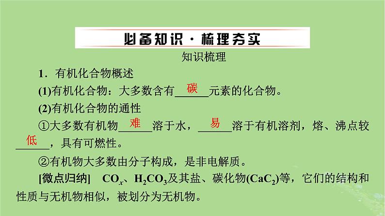 2025版高考化学一轮总复习第9章有机化学基础第31讲认识有机化合物课件04