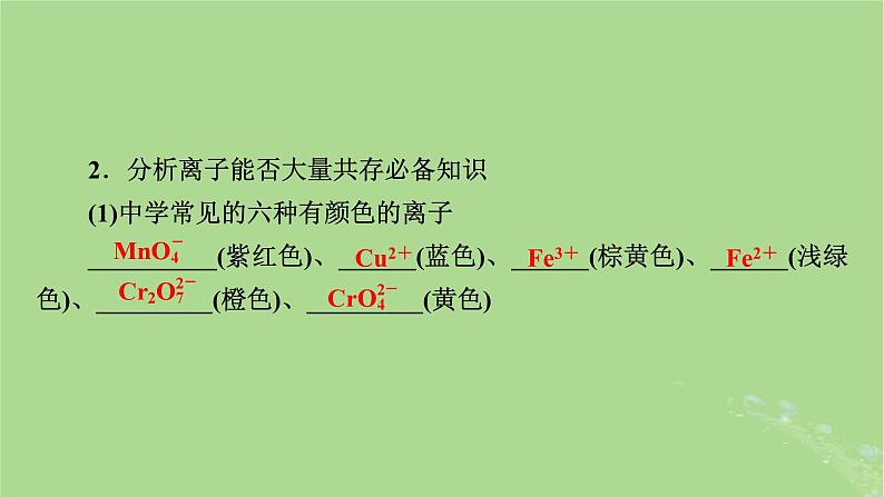 2025版高考化学一轮总复习第1章化学物质及其变化第3讲离子反应的综合应用课件05