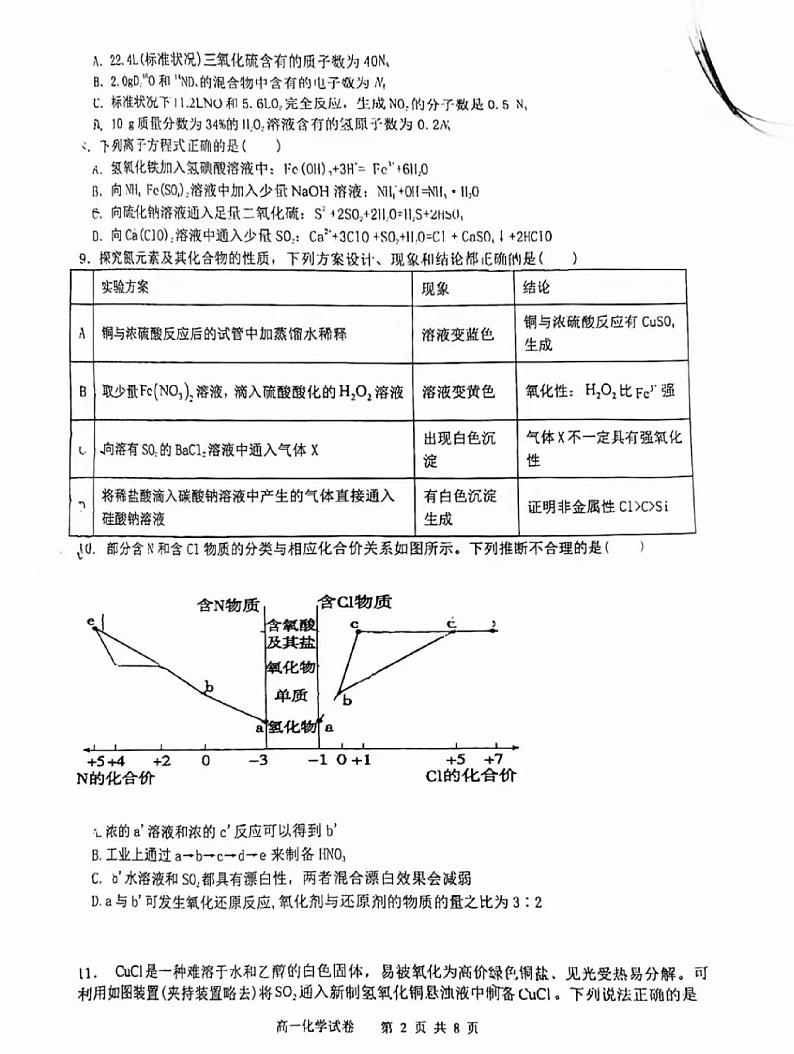 2024大连滨城高中联盟高一下学期4月月考试题化学PDF版含解析第2页