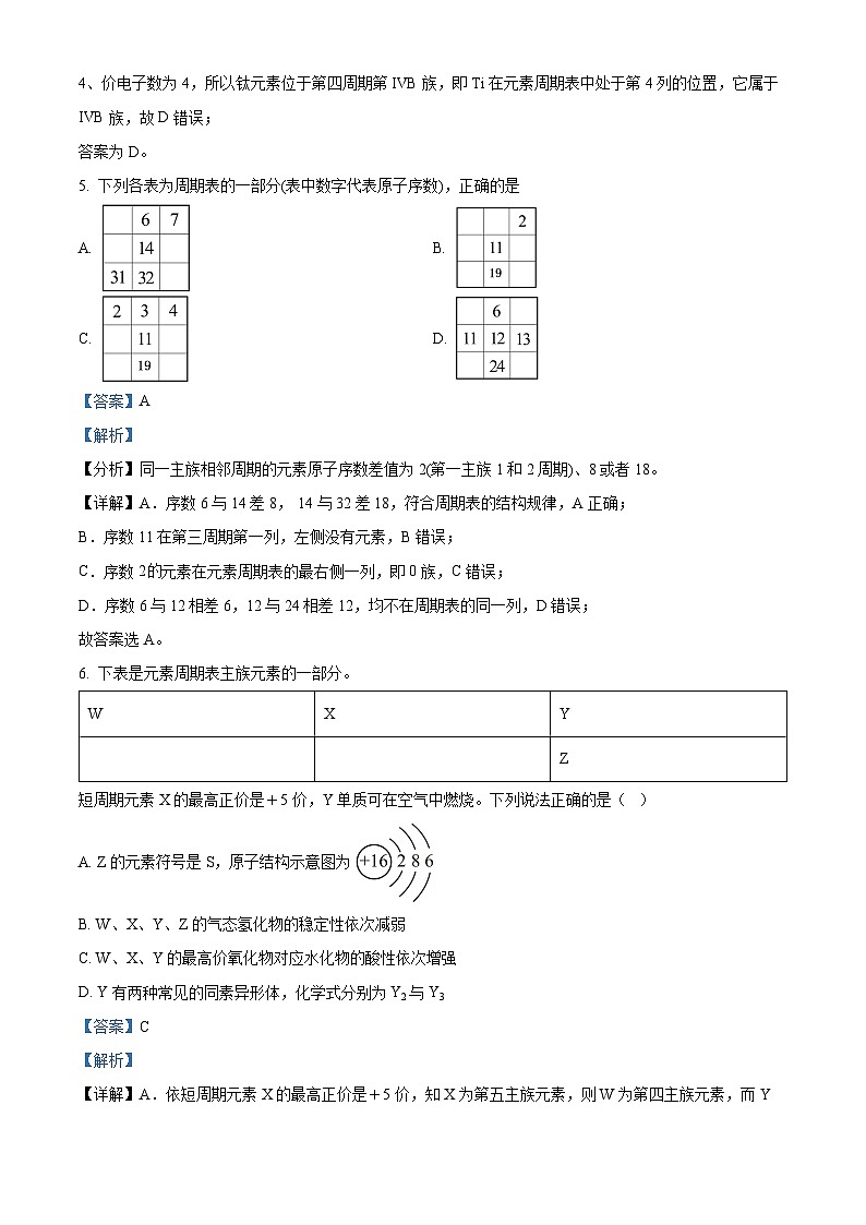 山东省济南外国语学校2022-2023学年高一3月月考化学试题（解析版）03