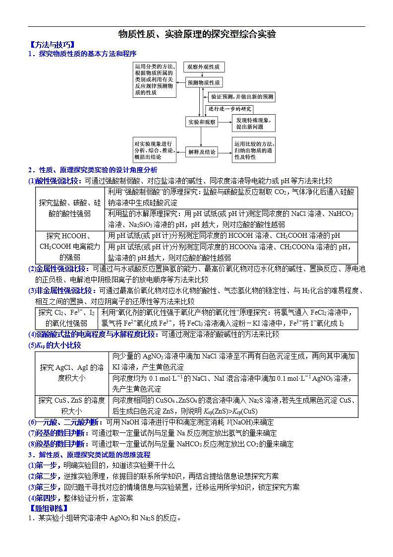 新高考化学一轮复习逐空突破练习02 物质性质、实验原理的探究型综合实验 （含解析）第1页