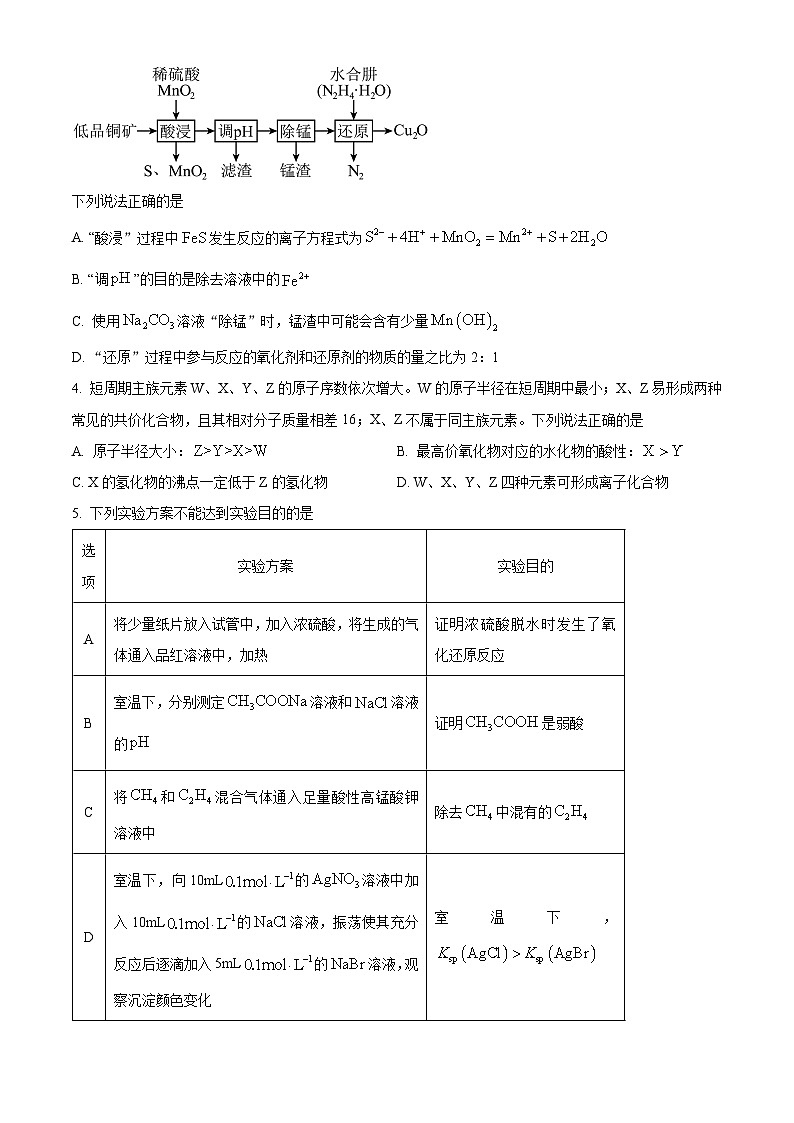 2024届陕西省商洛市高三下学期第三次尖子生学情诊断考试理综试题-高中化学（原卷版+解析版）02