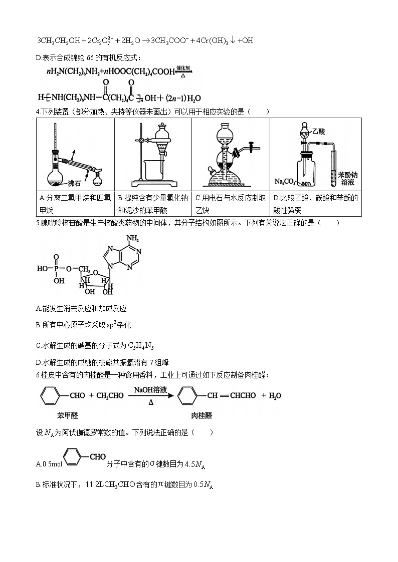2024湖北省第九届高三下学期4月四调（三模）考试化学试卷含答案第2页