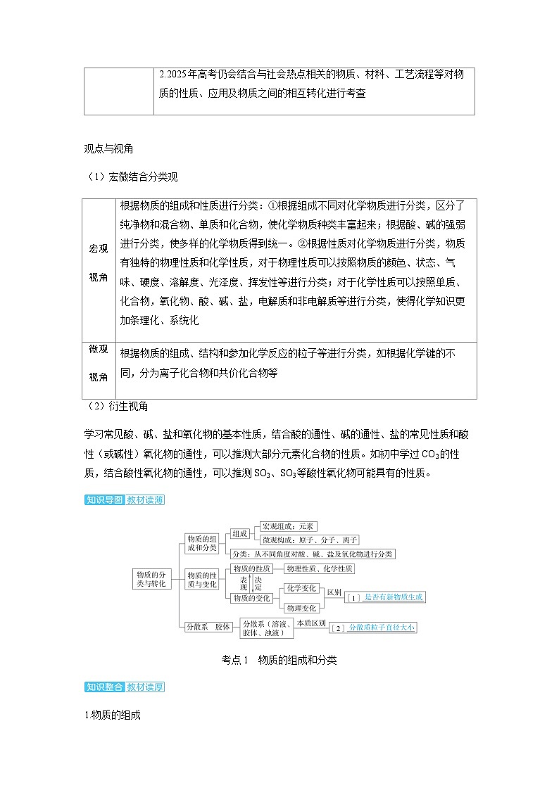 2024届高考化学复习讲义第一章物质及其变化第一讲物质的分类与转化考点一物质的组成和分类含答案第2页