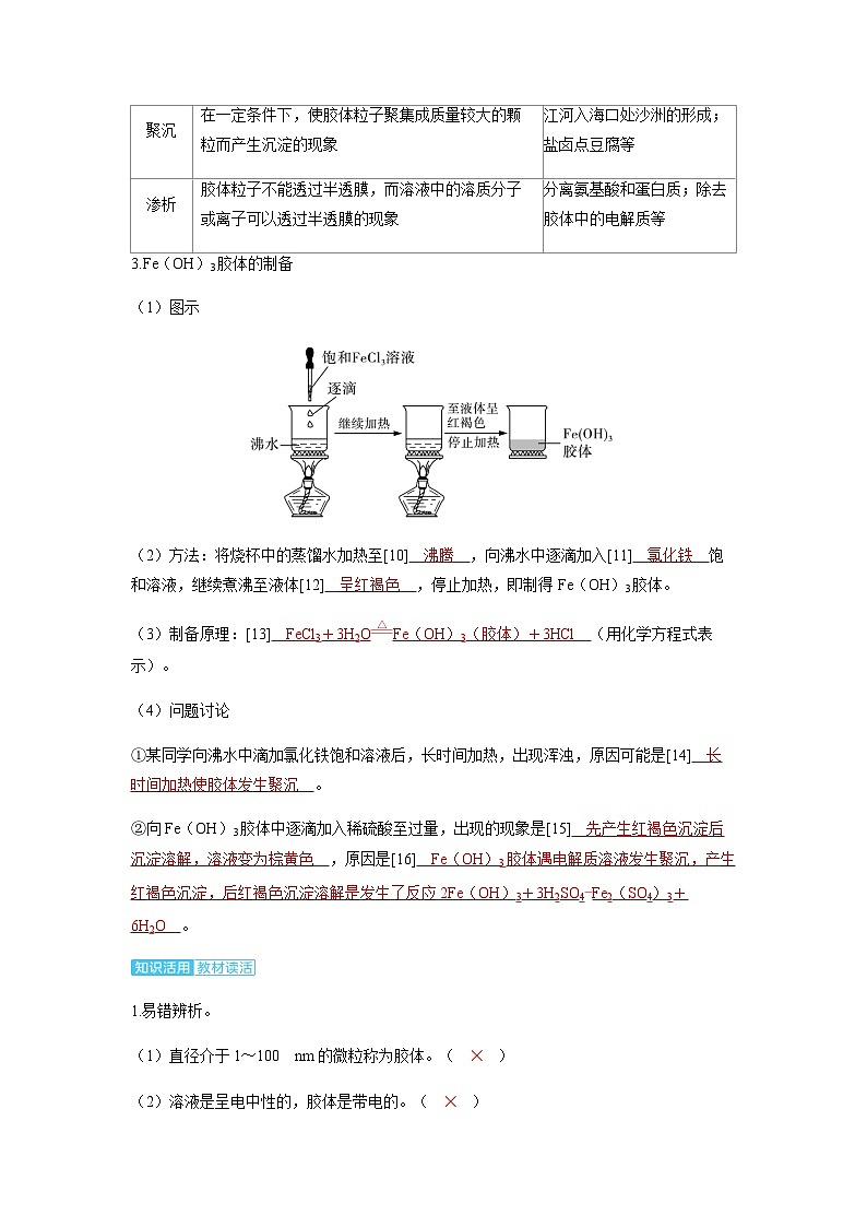 2024届高考化学复习讲义第一章物质及其变化第一讲物质的分类与转化考点三分散系胶体含答案第2页