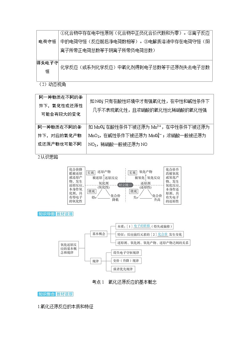 2024届高考化学复习讲义第一章物质及其变化第四讲氧化还原反应的基本概念和规律考点一氧化还原反应的基本概念含答案02