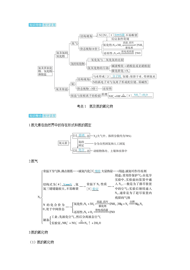 2024届高考化学复习讲义第四章非金属及其化合物第六讲氮及其氧化物氢化物和铵盐考点一氮及氮的氧化物含答案第2页