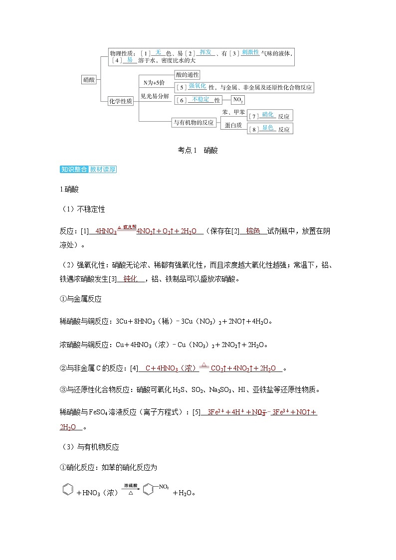 2024届高考化学复习讲义第四章非金属及其化合物第七讲硝酸考点一硝酸含答案第2页